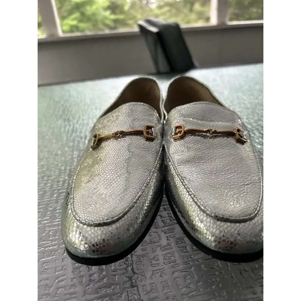 Sam Edelman Loraine Bit Loafers Metallic Silver Gold Hardware Size